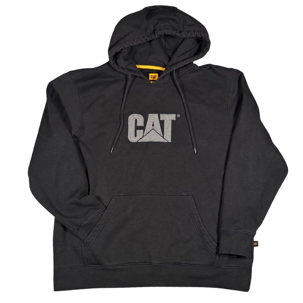 CAT Caterpillar Crossover Neck Graphic Hoodie Black Size Womens Large Workwear